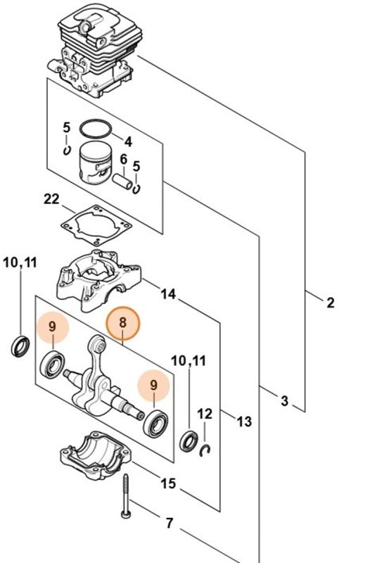 Вал із підшипником STIHL 11480301008