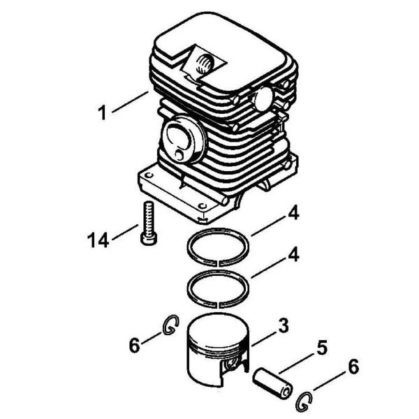 Циліндр з поршнем діаметром 38 мм STIHL 11300201208