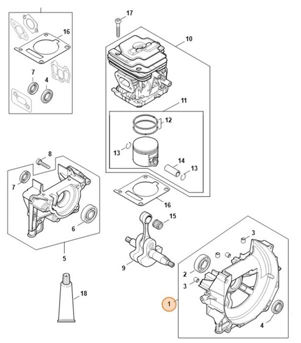 Половина картера, сторона вентилятора STIHL 41470202609