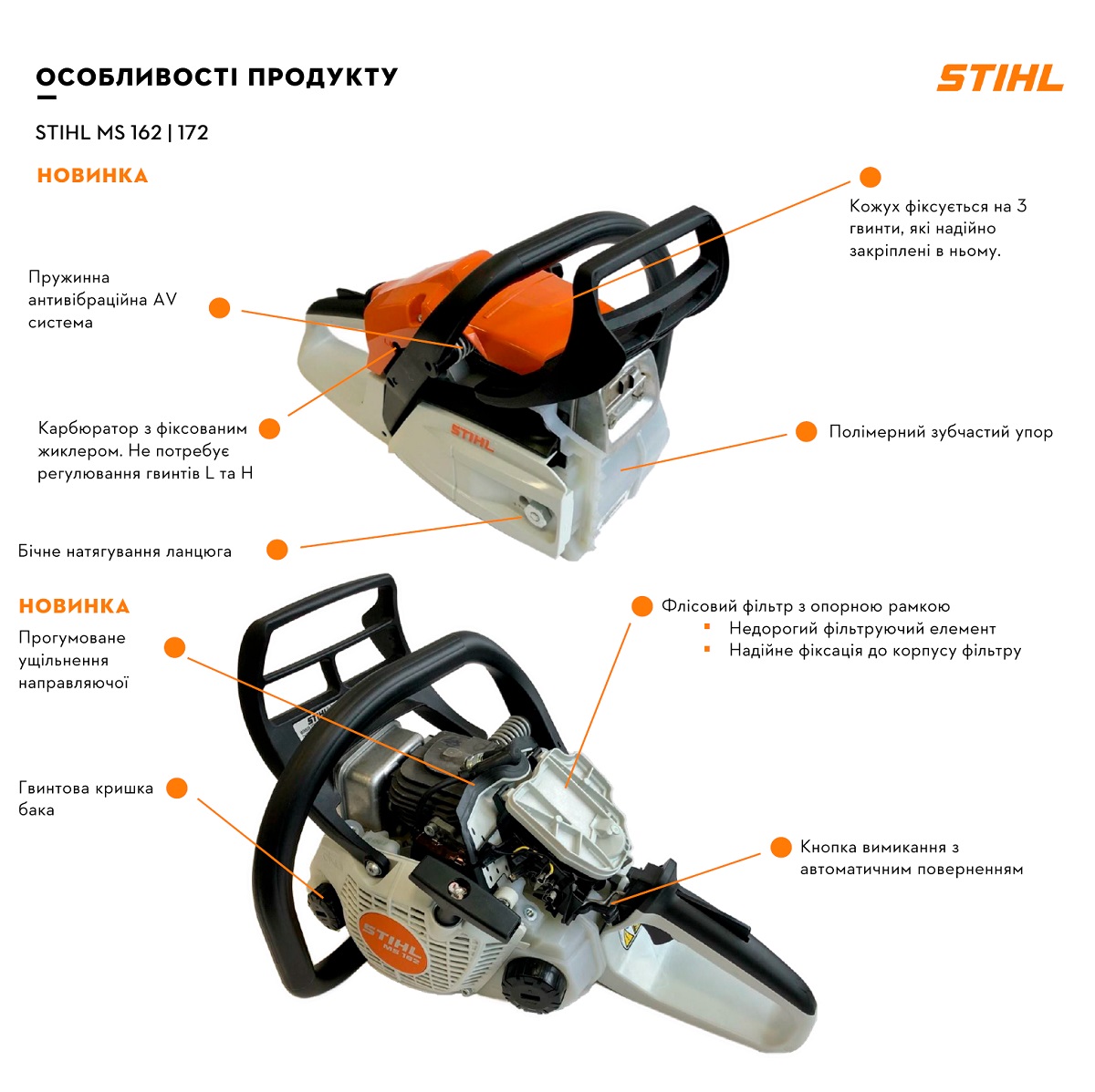 Особливості stihl ms 162 | 172
